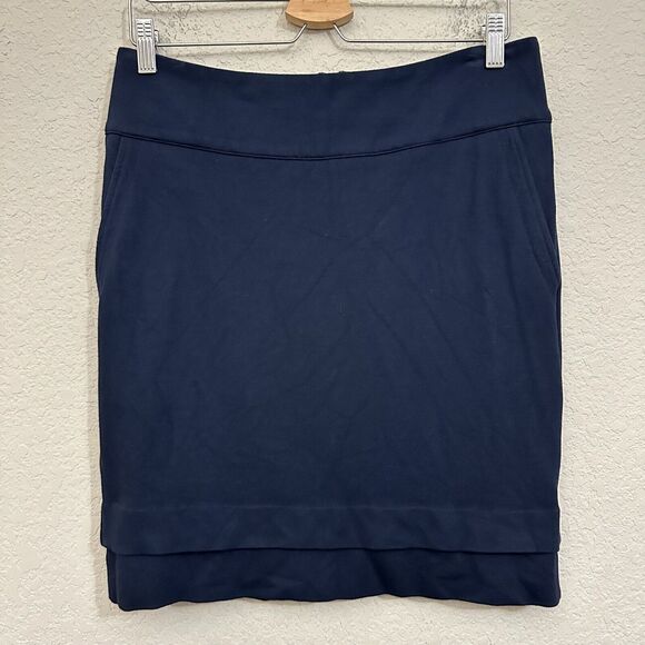 CABI Lido Skirt Navy Blue Tiered Straight Pencil Stretch Work Office - Picture 4 of 11